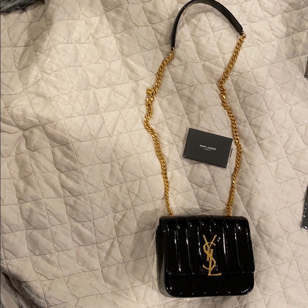 Yves Saint Laurent Black and Gold Shoulder Bag - Picture 8 of 8